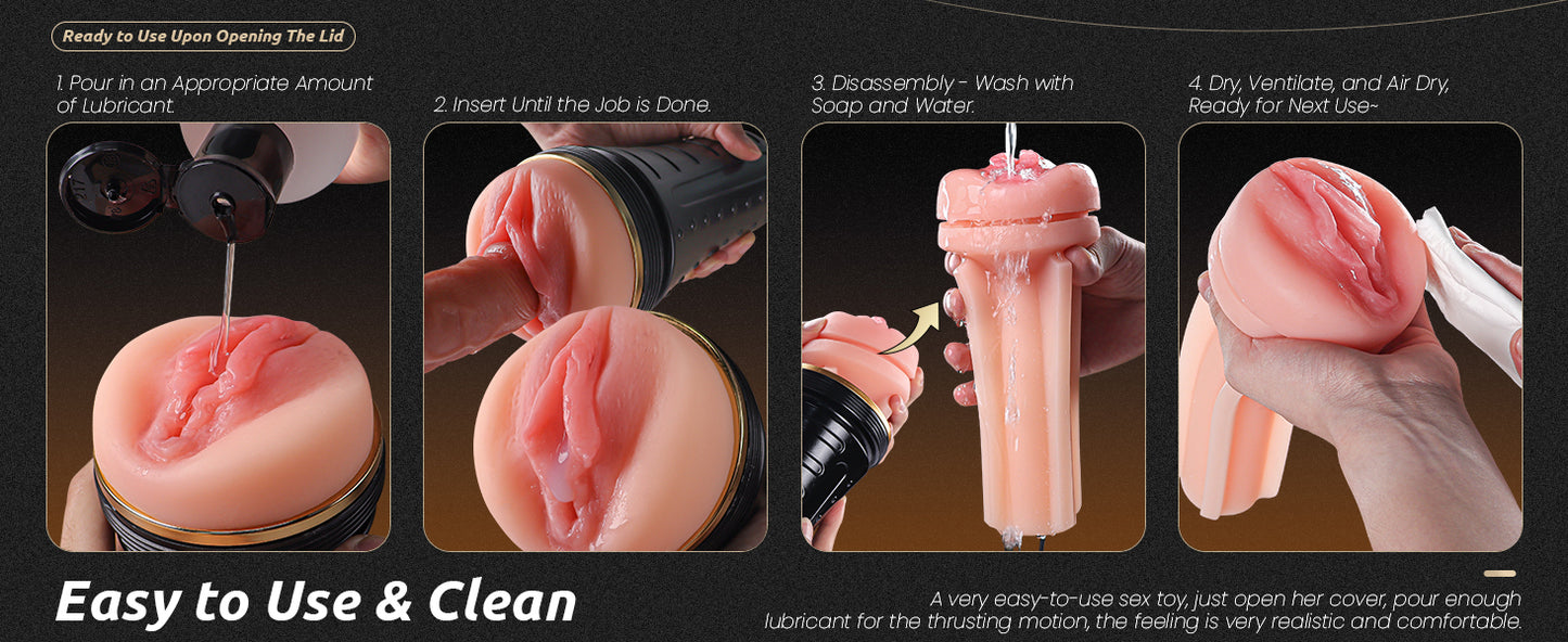 BeckyWhyte’s Signature Grip™ – Realistic Pocket Pussy for Men | 7.5” Deep Male Masturbator with Lifelike Textured Tunnel