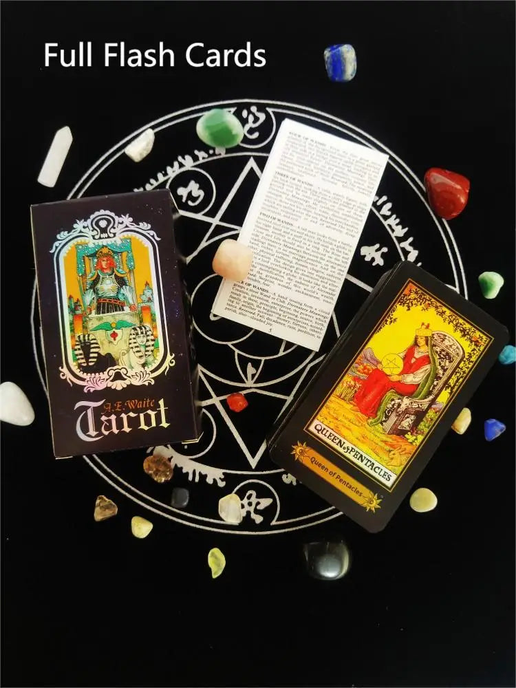 SUNHHX Tarot Cards Set, 78 Surface Laser Tarot Cards, Tarot Cards with English Instructions Book, Tarot Cards for Beginners