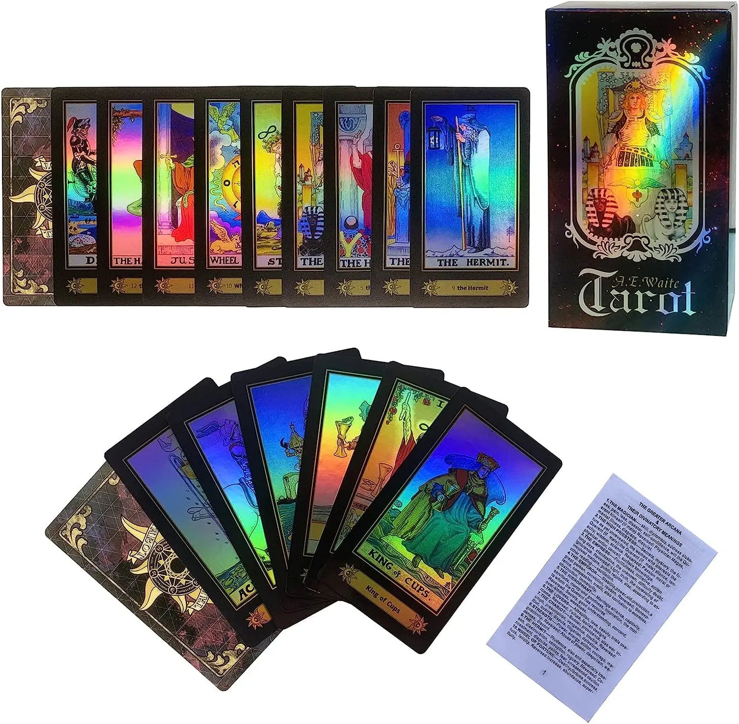 SUNHHX Tarot Cards Set, 78 Surface Laser Tarot Cards, Tarot Cards with English Instructions Book, Tarot Cards for Beginners